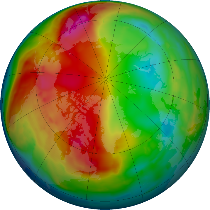 Arctic ozone map for 22 January 2010